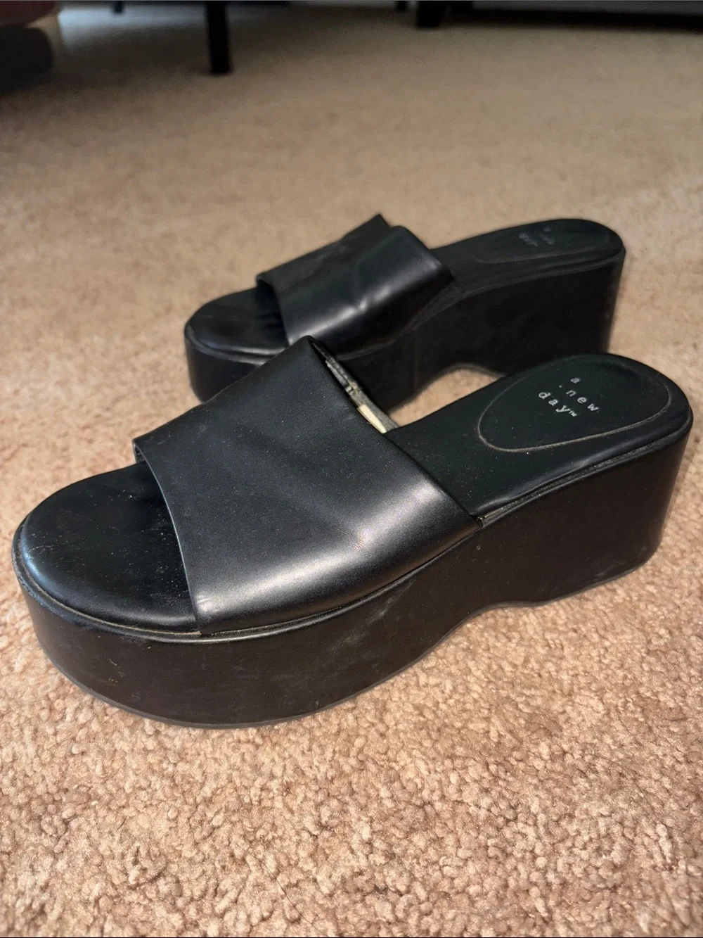 a new day Black Platform Slide Sandals